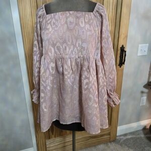 JODIFL Blush Leopard Print Blouse